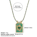 Tarot style heart pendant necklace with colorful braided cord and green enamel detail - Blue Necklace (Without Beads)