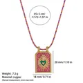 Colorful braided rope necklace with heart tarot card pendant in gold-plated copper finish - Pink Necklace (Without Beads)