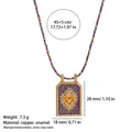 Collier pendentif tarot cœur plaqué or avec émail violet et cordon tressé coloré - Collier Violet (Sans Perles)