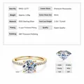 2.0 carat Moissanite solitaire ring in S925 sterling silver with micro-pave band - US Size 4 / Gold (2.0ct)