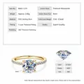 2.0 carat Moissanite solitaire ring in S925 sterling silver with micro-pave band - US Size 4 / Gold (2.0ct)