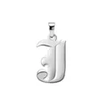 Pendentif lettre initiale J style gothique en finition argent poli bijou mode - Lettre J (Pendentif Seul)