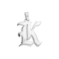 Pendentif initiale lettre K gothique argentée pour colliers de mode personnalisés - Lettre K (Pendentif Seul)