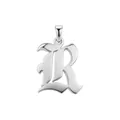 Pendentif lettre B gothique en finition argent poli pour un collier de mode élégant. - Lettre R (Pendentif Seul)