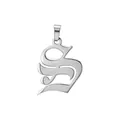Élégant pendentif lettre initiale S de style gothique argenté pour collier avec nom - Lettre S (Pendentif Seul)