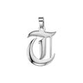 Pendentif lettre J en argent de style gothique poli pour colliers personnalisés - Lettre T (Pendentif Seul)
