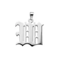 Pendentif élégant en métal argenté de style gothique lettre W pour collier personnalisé - Lettre W (Pendentif Seul)
