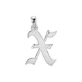 Élégant pendentif lettre X de style gothique en acier inoxydable argenté poli - Lettre X (Pendentif Seul)