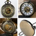 Orologio da taschino meccanico vintage con coperchio inciso e quadrante romano - Stile Lucido a Doppia Apertura Marrone / Bronzo