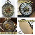 Vintage mechanisch zakhorloge met gegraveerd deksel en Romeinse wijzerplaat - Gepolijste Kap Mechanisch / Bruin