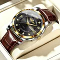 Elegante orologio al quarzo da uomo con cinturino in pelle marrone e doppio calendario - Stile Cinturino in Pelle / Cinturino in Pelle Marrone Cassa Oro Quadrante Nero