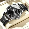 Orologio al quarzo di lusso da uomo con cinturino in pelle nera e quadrante romano - Stile Cinturino in Pelle / Cinturino in Pelle Nera Cassa Argento Quadrante Nero