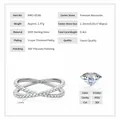 Bague croisée en X en argent sterling S925 et moissanite couleur D pureté VVS1 - Bague Moissanite X-Cross-0.4ct / Taille US 4.5