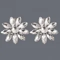 Sprankelende zilveren kristallen bloem haarspeldjes voor luxe feesten en bruidsfoto's - Zilveren bloemen haarclips HS-J7280S (set van 2)