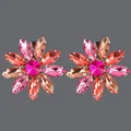 Elegante fonkelende roze bloemen haarspelden met strassteentjes voor feest en fotoshoot - Gemengde rozerode bloemen haarclips HS-J7280SROSE (set van 2)