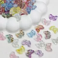 Detailed macro shot of 14x10mm colorful translucent glass bow beads for DIY craft making - Bowtie (L810#) / 14x10mm / Random Mixed Colors