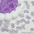 Detail view of purple transparent glass bow beads 14x10mm for DIY jewelry making - Purple