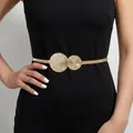 Élégante ceinture en chaîne dorée avec plaques circulaires texturées effet soleil - Ceintures à chaîne #24