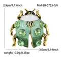 Green crystal ladybug brooch pin with gold-tone alloy for fashion outfits, BR0755 - Antique Gold/Green
