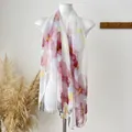 Elegante sciarpa lunga a fiori con stampa di loto rosa per la spiaggia e l'estate - 160 / Rosso scuro bellezza oro liquido