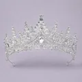 Elegant silver bridal tiara encrusted with brilliant clear rhinestones for weddings - Silver Single Crown (TS-J3151S)