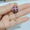Hermoso colgante de huevo de Pascua ruso en esmalte púrpura con circón y conejo - Estilo Colgante Conejo Racimo de Flores Moradas (18)