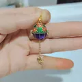 Colgante de huevo de Pascua estilo ruso que se puede abrir con esmalte floral morado y verde - Estilo Colgante Animal Pintado Verde Morado (19)