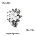 Elegant bouquet brooch with white pearls and grey crystals, size 5.0cm x 4.0cm. - Black