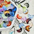 Close-up of colorful crescent moon glass beads for DIY jewelry making - Moon Style (L615#) / 10x14x5mm / Random Mixed Colors