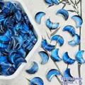 Detail of moon-shaped blue glass beads for DIY jewelry making, 10x14x5mm size - Dark Blue