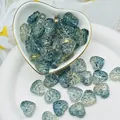 Detailed macro shot of textured blue heart-shaped glass beads for DIY jewelry making - L633# Ink Blue