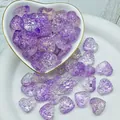 Detail view of purple heart-shaped glass beads for DIY jewelry making accessories - L638# Light Purple