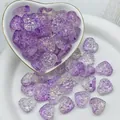 Dettaglio di perle di vetro viola a forma di cuore per bijoux fai da te unico - L638# Viola Chiaro