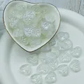 Detail of iridescent heart-shaped glass beads for DIY jewelry making 14x16x7mm - L640# Colorful White