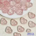 Vista dettagliata di perle in vetro rosa a forma di cuore per gioielli DIY, 14x16x7mm - L630# Oro rosa