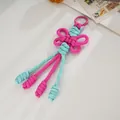 Hand-woven sweet butterfly nylon rope bag charm in pink and mint green for bags - Rose Red
