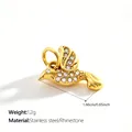 Dainty golden bird pendant with sparkling rhinestones made of durable stainless steel - Rhinestone Flying Bird Shape (PJ2679WEG)