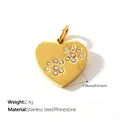 Gold plated heart pendant with rhinestone paw prints for DIY jewelry making - Heart Shape Rhinestone Paw Print (PJ2680WEG)