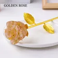 Elegant Brazilian Yellow resin rose ornament with gold stem for home decor and gifts - Brazilian Yellow (Gold Base) / 23cm
