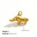Gold-plated stainless steel rhinoceros animal charm pendant for DIY jewelry accessories - 3D Rhino Shape (PJ2682G)