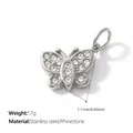 Butterfly shaped stainless steel rhinestone pendant charm for DIY jewelry making 1.11cm - Rhinestone Butterfly Shape (PJ2683WES)