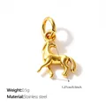 Exquisite stainless steel horse charm pendant with 18K gold plating for DIY jewelry - 3D Pony Shape (PJ2684G)