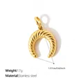 Gold plated stainless steel croissant pendant with ribbed texture, weighing 1.7g - Spiral Croissant Shape (PJ2685G)