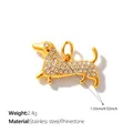 Exquisite gold-plated dachshund dog pendant featuring sparkling rhinestones in stainless steel - White Rhinestone Dachshund Shape (PJ2686WEG)