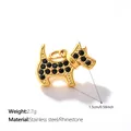 Elegant gold Scottie dog charm pendant with black rhinestones in stainless steel - Black Rhinestone Scottish Terrier Shape (PJ2687BKG)
