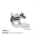 Scottish Terrier pendant in stainless steel with black rhinestones, size 1.5cm by 0.58inch - Black Rhinestone Scottish Terrier Shape (PJ2687BKS)