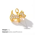 Gold-plated stainless steel Scottish Terrier pendant with rhinestones, 1.5cm size - White Rhinestone Scottish Terrier Shape (PJ2687WEG)