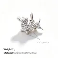 Stainless steel dachshund dog charm with clear rhinestones shown with measurements - Rhinestone Dachshund Shape (PJ2688WES)