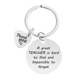 Close-up of engraved stainless steel keychain for teacher appreciation gift set - Great Mentor Quote Style (L02) / Silver