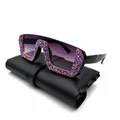 Lunettes de soleil tendance pour femmes avec verres dégradés violets et monture strass - Décoration en strass / Dégradé Gris Strass Violet Clair